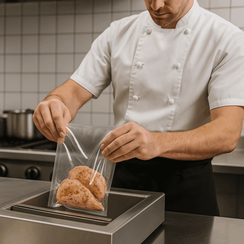 Cook & Chill Vakuum Siegelrandbeutel in szene