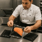 Vakuum Siegelrandbeutel schwarz im einsatz