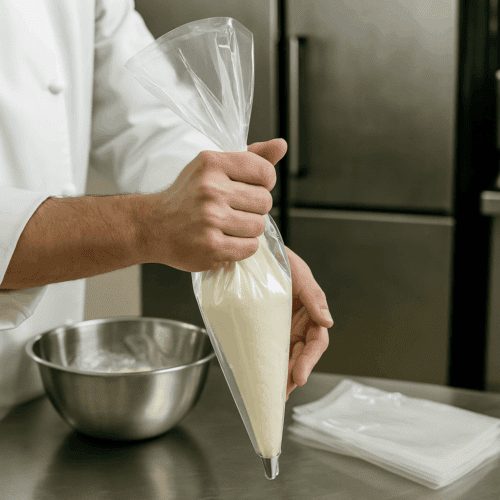 spritzbeutel transparent im einsatz